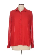 Olive and Oak Women Red Long Sleeve Blouse L