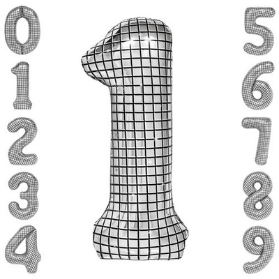 Large Disco Balloon 40 Inch, Silver, 70s Party Decor, Number 1