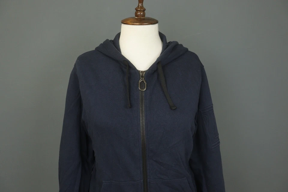 Sudadera con Capucha Lanvin Azul Marino Forrada de Vellón Algodón Calce Regular Manga Larga Cremallera Completa Talla 14 Foto 2 de 4