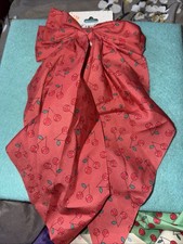 Orange Hair Bow With Red Cherries with long tails Alligator Claw