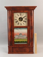 Antique 1830s Capital Building Washington DC Painting Empire Weight Clock