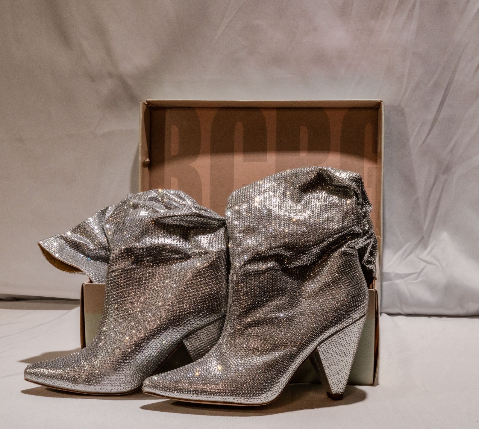 BCBGeneration Silver Rhinestone Slouch Boots - Sp… - image 2