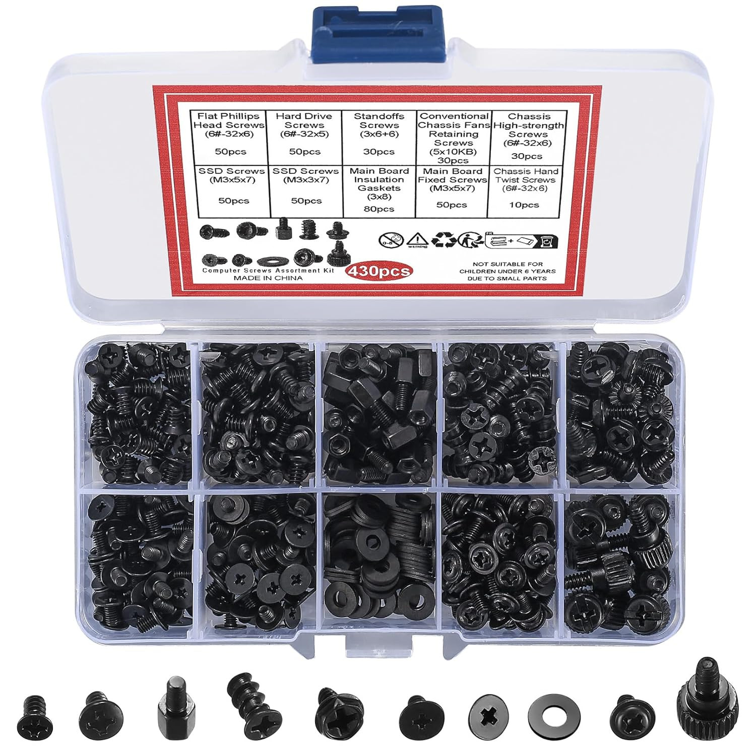 New 430 Pieces Computer Screw Kit PC Motherboard SSD Laptop Standoffs Spacers