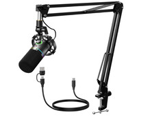 Micr fono XLR/USB RGB con brazo y control de ganancia, ideal locuci n y streamin