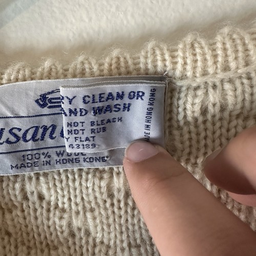 Vintage Susan Bristol Cardigan Cream 100% Wool Size Large - Picture 6 of 17