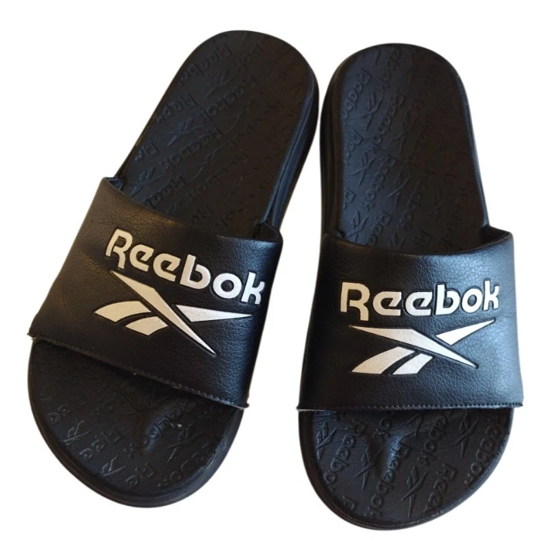 Sandali Reebok ragazzo taglia 7 neri ciabatte slip on spiaggia vacanze comode logo