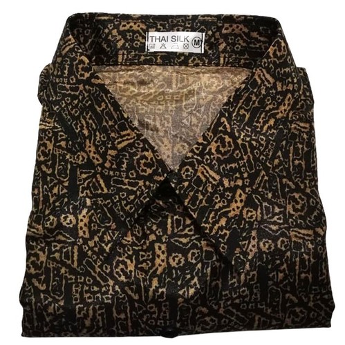 Mens Thai Silk Blend Pattern Shirts Long / Short Sleeve Casual Paisley Small-3XL - Picture 26 of 88