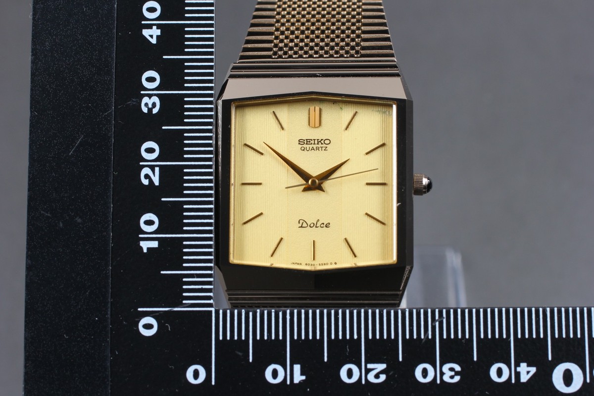 Vintage 1982 [Exc+5] SEIKO Dolce 6030-5540 Gold Dial Quartz