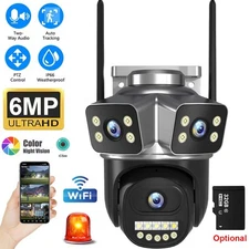 Outdoor WiFi Security Camera 3-Lens Auto Tracking Motion Detection Surveillance