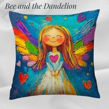 Angel Girl Multicoloured Soft Plush Cushion Cover 45cms x 45cms