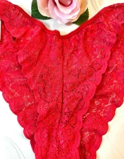 MYONNE Vintage Red Chantilly Lace Bikini Panties Panty One Size Fits All