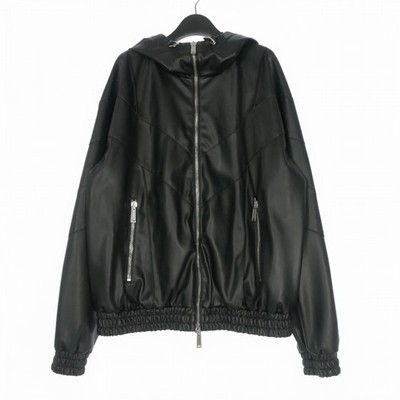 DSQUARED2 Faux Leather Zipped Hoodie Black Size 50 Men's Jacket, Excellent Cond