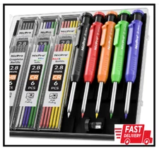 Nicpro 5 Pack Carpenter Pencil with Sharpener, Mechanical Pencils Set with 41 Re