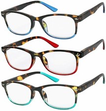 Reading Glasses Set of 3 Great Value Spring Hinge Ombre Color Readers Men and...