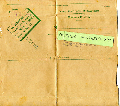 Form La Poste PTT Postal Cheques Teacher of VERVINS