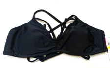 Hula Honey Women's Halter Balconet Swim Top Separates Black Size S