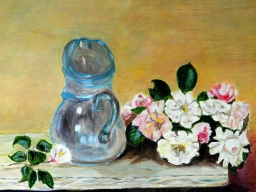 M JANE DOYLE SIGN.ORIG.ART OIL/CANV PAINTING"LES ROSES"(AFTER FANTIN-LATOUR)FR. - Picture 3 of 6