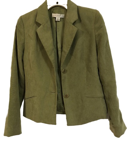 VTG Women’s Olive Green Corduroy Blazer Jacket Size 4 Petite - Picture 7 of 7