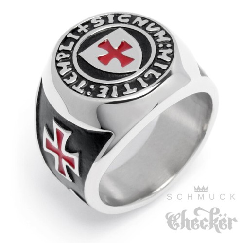 Templer Ring Kreuzritter Siegelring Rotes Tatzenkreuz Kreuz Edelstahl Hochwertig - Bild 18 von 36