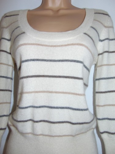 Maglione Marks & Spencer 100% cashmere a righe panna maglia fine, UK 12 - Foto 11 di 14