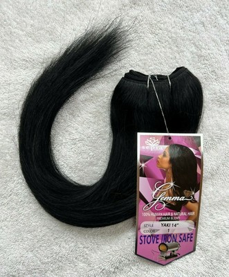 Natural Yaki Weft Weave Sew-in Hair Extension Human Blend 10'' 12'' 14'' 16'' 100g
