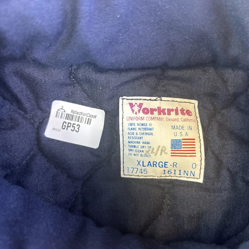 Workrite Coveralls Men’s XL Blue Flame Resistant Uniform Workwear Adult - Image 4 of 4