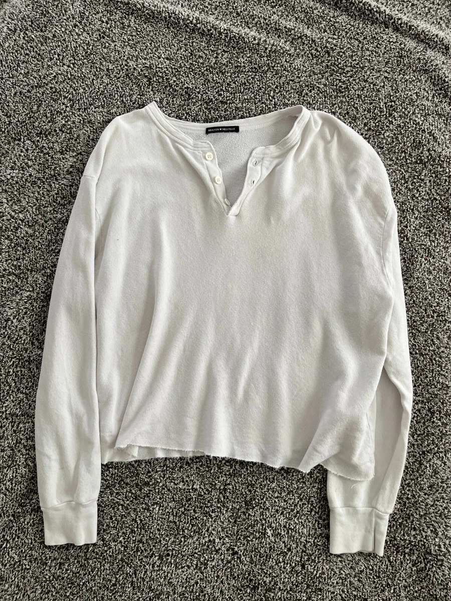 Brandy Melville White Long Sleeve Button-up Shirt Women Size Small