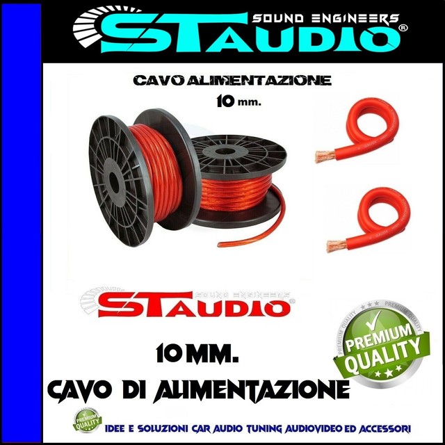 Cavo al metro Alimentazione 10 mm. filo da 10mm Rosso hi-fi car Audio SPL +CCA x Cavo al metro Alimentazione 10 mm. filo da 10mm Rosso hi-fi car Audio SPL +CCA x