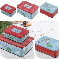 3X PläTzchendose Dino GebäCkdose Naschdose Weihnachtskekse Weihnachten Blechdose