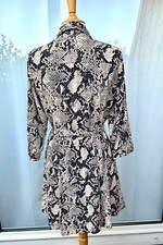 NEU Dorothy Perkins Kleid Gr 44 Schlangen Animal Hemdblusenkleid Beige schwarz