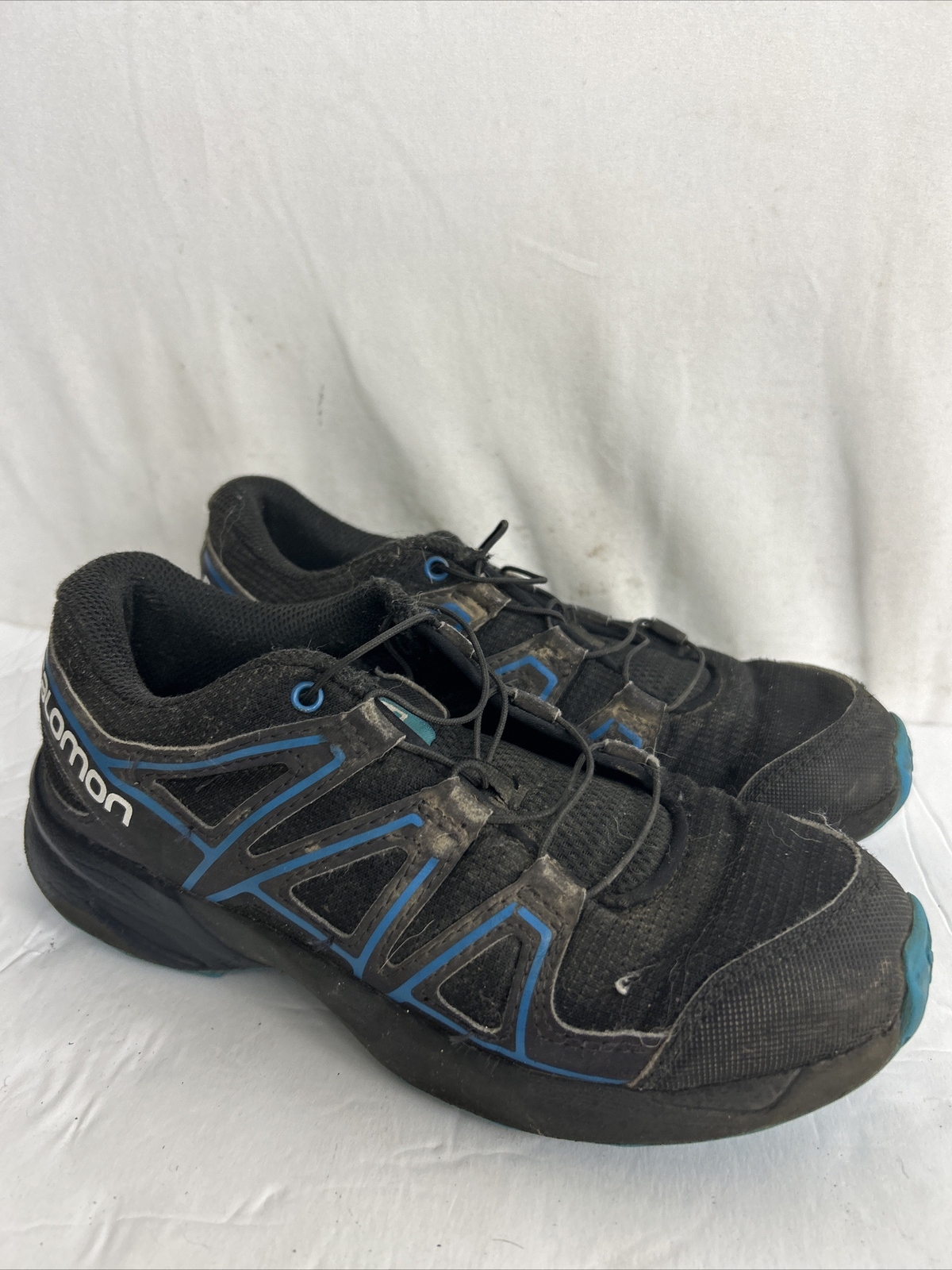 Scarpe da corsa Salomon per bambini Speedcross Trail taglia 2 nere blu 404820 senza soletta