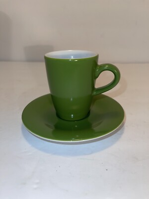 Green & White Ceramic Kahla Demitasse Espresso Cup Matching Saucer Germany