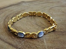 Magnetic Link Blue Pearl Bracelet - Two Tone Arthritis Pain Relieve Bracelet