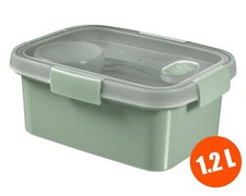 Curver Smart To Go Lunchbox Brotdose Box mit Fächern Deckel Besteck 1,2L grün