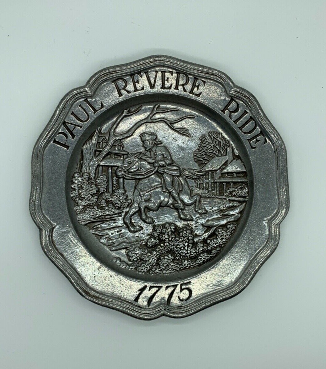 Sexton Pewter "Paul Revere Ride " Vintage 1973 8.5" Round Plate Made In