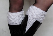 White Boot Cuff Socks Knitting Leg Warmers Cable Knit