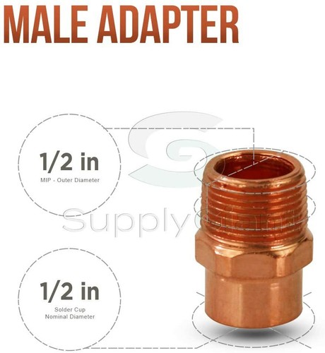 1/8"-4"in Copper Male Adapter Sweat x MIP Thread Pipe Fitting Connection USA NEW
