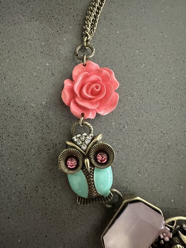 Betsey Johnson Necklace - Rhinestones Owl - Picture 2 of 8