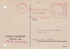 WERDAU, Postkarte 1944, Rudolf Dassler Altpapier-Grosshandlung Textilabfälle