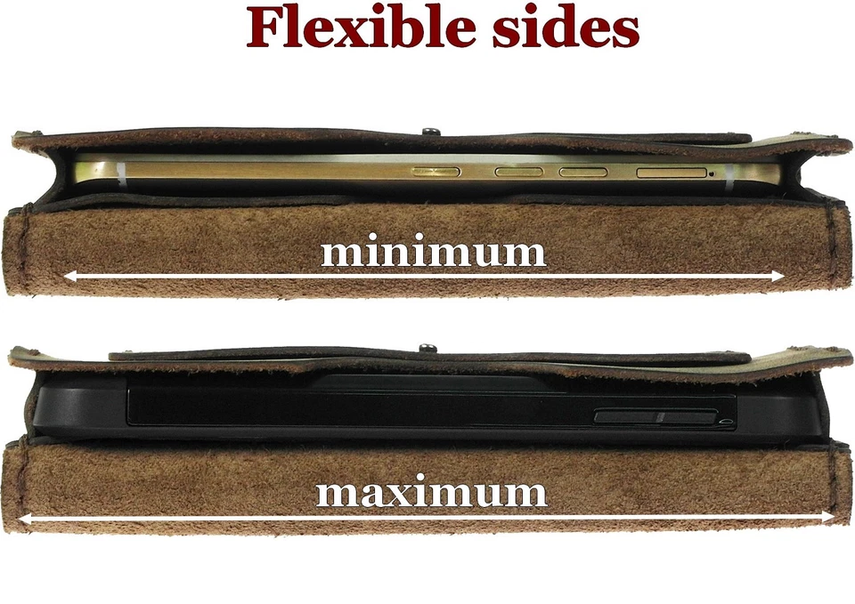 HANDCRAFTED LEATHER WAIST POUCH CASE COVER WITH 2 CARD POCKETS FOR MOBILE PHONES - Image 4 of 4