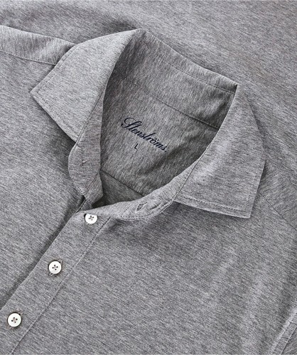 STENSTROMS Grey Stretch Cotton Slimline Jersey Popover Polo Shirt S RRP: £150.00 - Picture 2 of 3