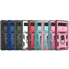 For Google Pixel 10 Pro XL 9A 8 7 Rugged Case with Ring Stand Slide Lens Cover