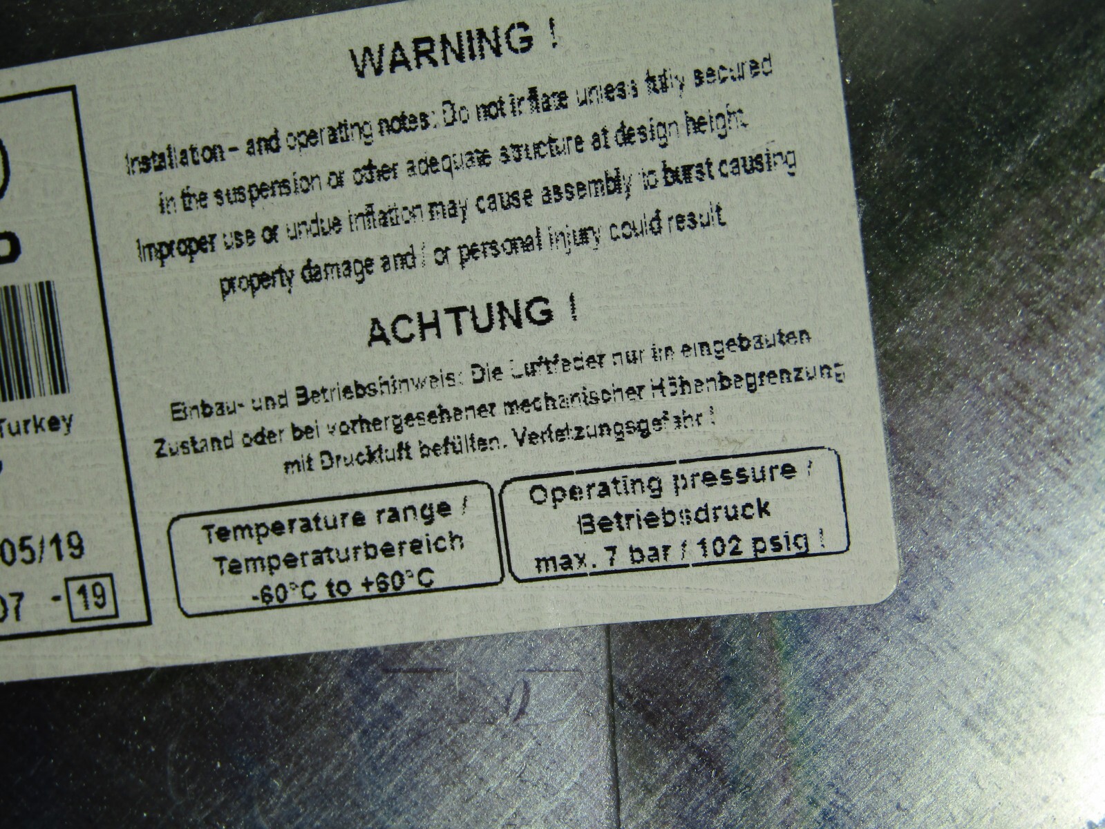 02-13 IVECO STRALIS AIR SUSPENSION BELLOW GENUINE 500042584  