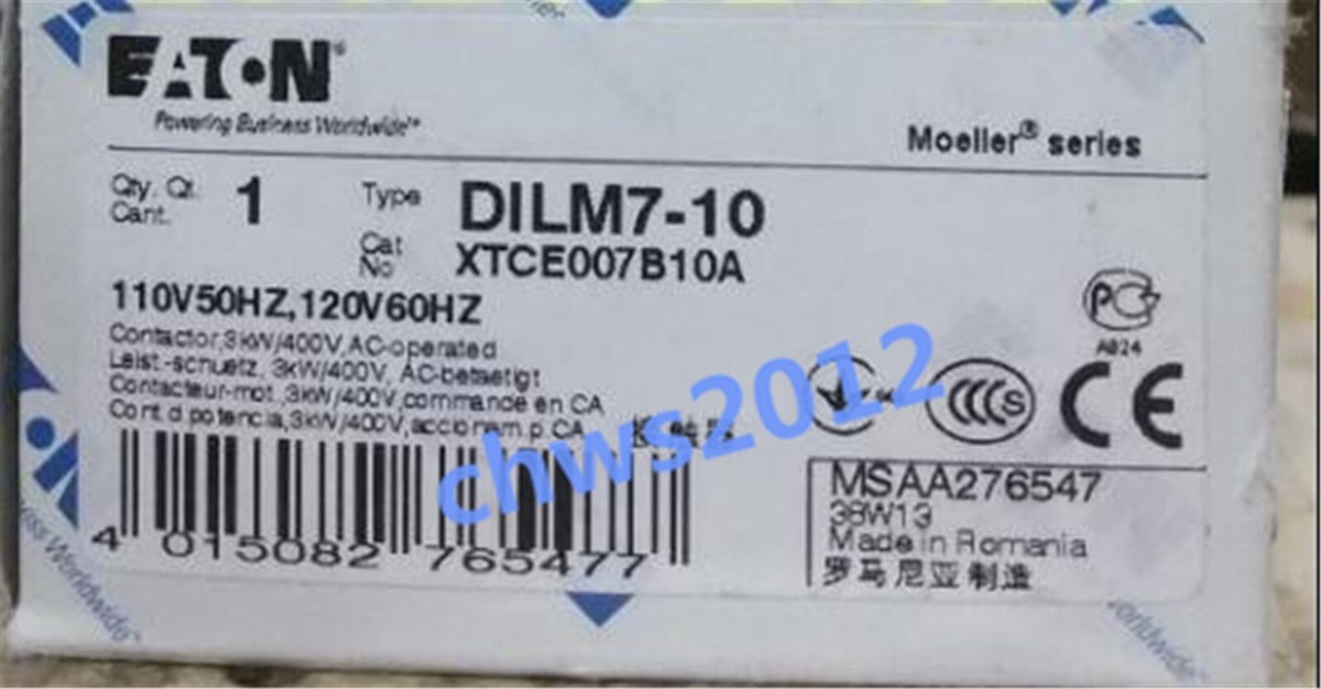 1 PCS NEW EATON MOELLER DILM7-10 (110V50Hz, 120V60Hz 1 PCS NEW EATON MOELLER DILM7-10 (110V50Hz, 120V60Hz