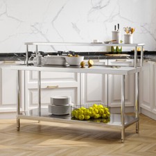 Stainless Steel Over Shelf Work Table Food Prep Commercial Kitchen Workbench Set