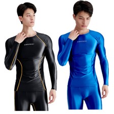 AMORESY Men's Sportswear Tops Workout Gym T-Shirt Running Fitness Shirts Shiny