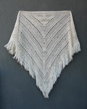 Vintage Crochet shawl, 1970s fringe wrap shawl, White Wrap, Bridal Scarf