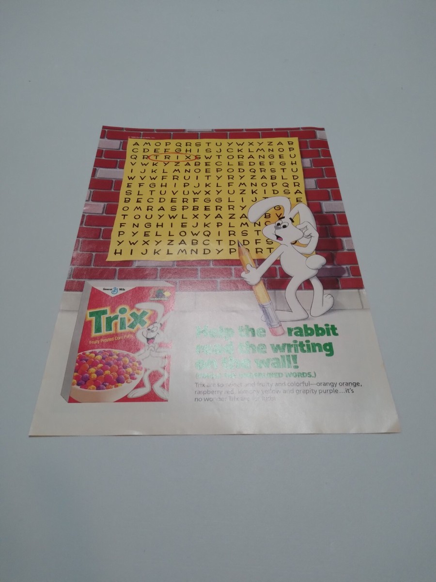 Trix Cereal General Mills 1989 Print Magazine Ad Poster Advert