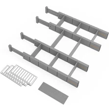 SpaceAid Bamboo Drawer Dividers with Inserts and Labels, Kitchen Adjustable Draw