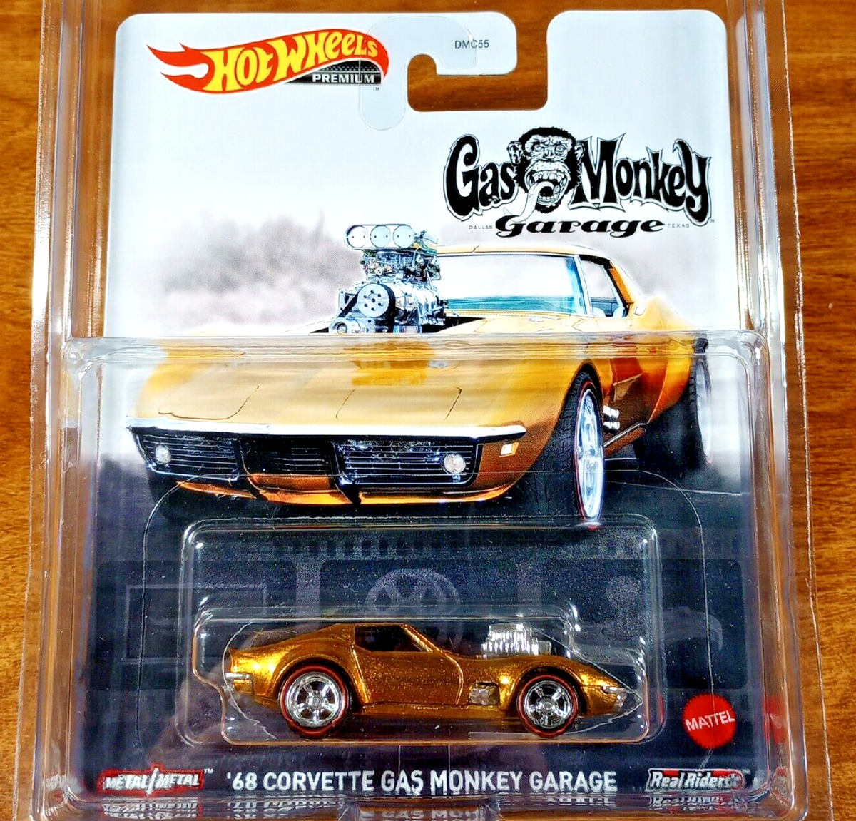 Hot Wheels Premium Gas Monkey Garage '68 Corvette Gold Real Riders